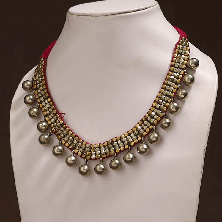 Tribal Odisha Dokra Threadwork Handmade Choker Necklace 38 - Image 2