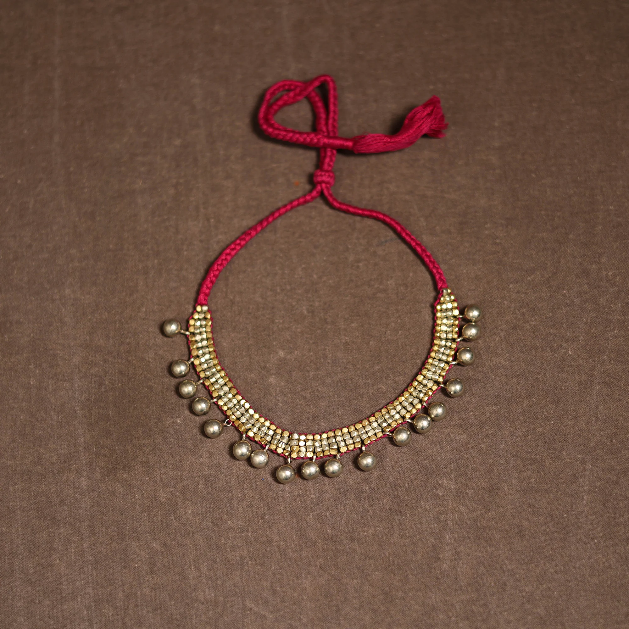 Tribal Odisha Dokra Threadwork Handmade Choker Necklace 38 - Image 3