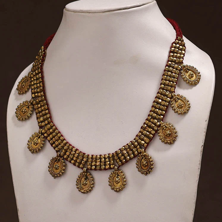Tribal Odisha Dokra Threadwork Handmade Choker Necklace 39 - Image 2