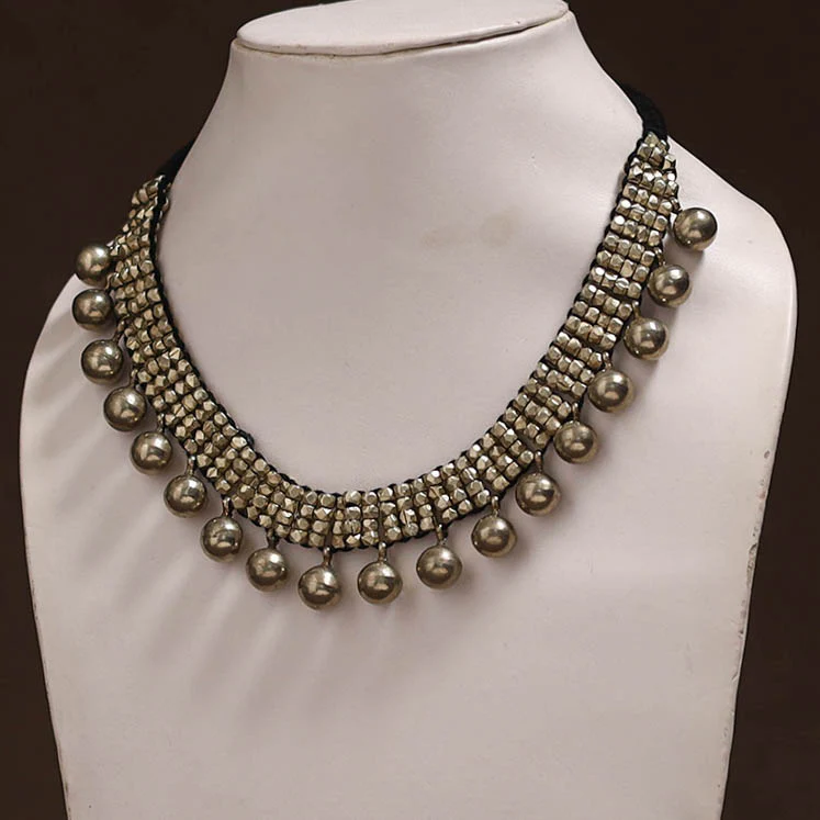 Tribal Odisha Dokra Threadwork Handmade Choker Necklace 42 - Image 2