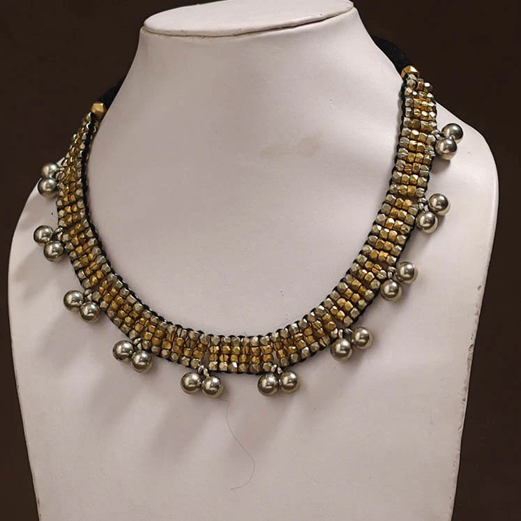 Tribal Odisha Dokra Threadwork Handmade Choker Necklace 44 - Image 2