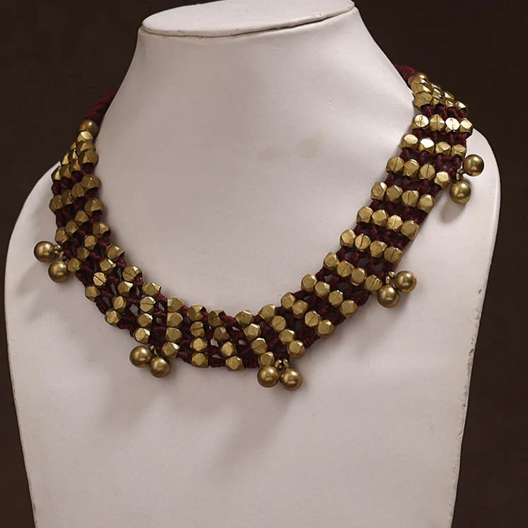 Tribal Odisha Dokra Threadwork Handmade Choker Necklace 46 - Image 2