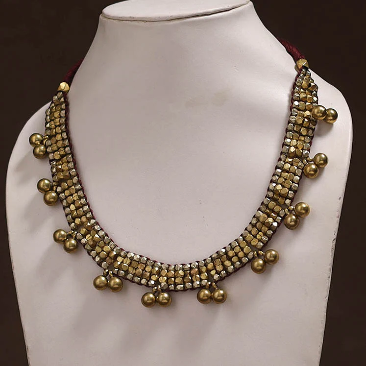 Tribal Odisha Dokra Threadwork Handmade Choker Necklace 49 - Image 2