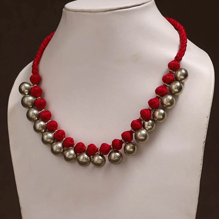 Tribal Odisha Dokra Threadwork Handmade Choker Necklace 59 - Image 2