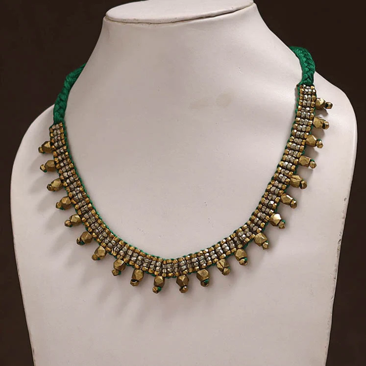 Tribal Odisha Dokra Threadwork Handmade Choker Necklace 62 - Image 2