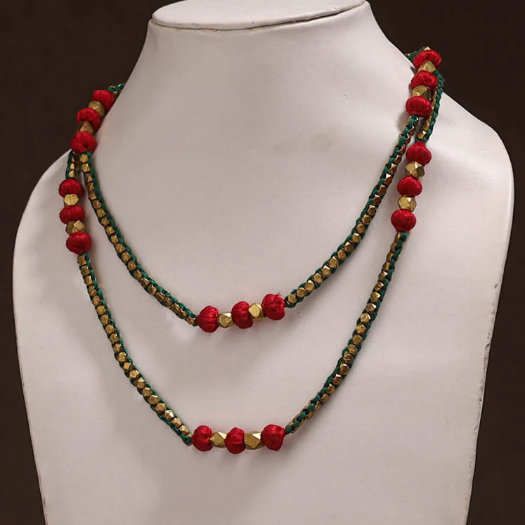 Tribal Odisha Dokra Threadwork Handmade Long Necklace 08 - Image 2