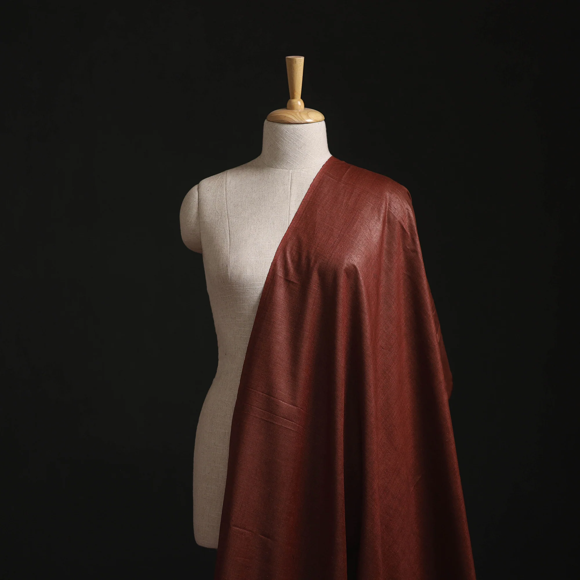 Vidarbha Tussar x Katia Silk Handwoven Plain Fabric 19 - Image 2