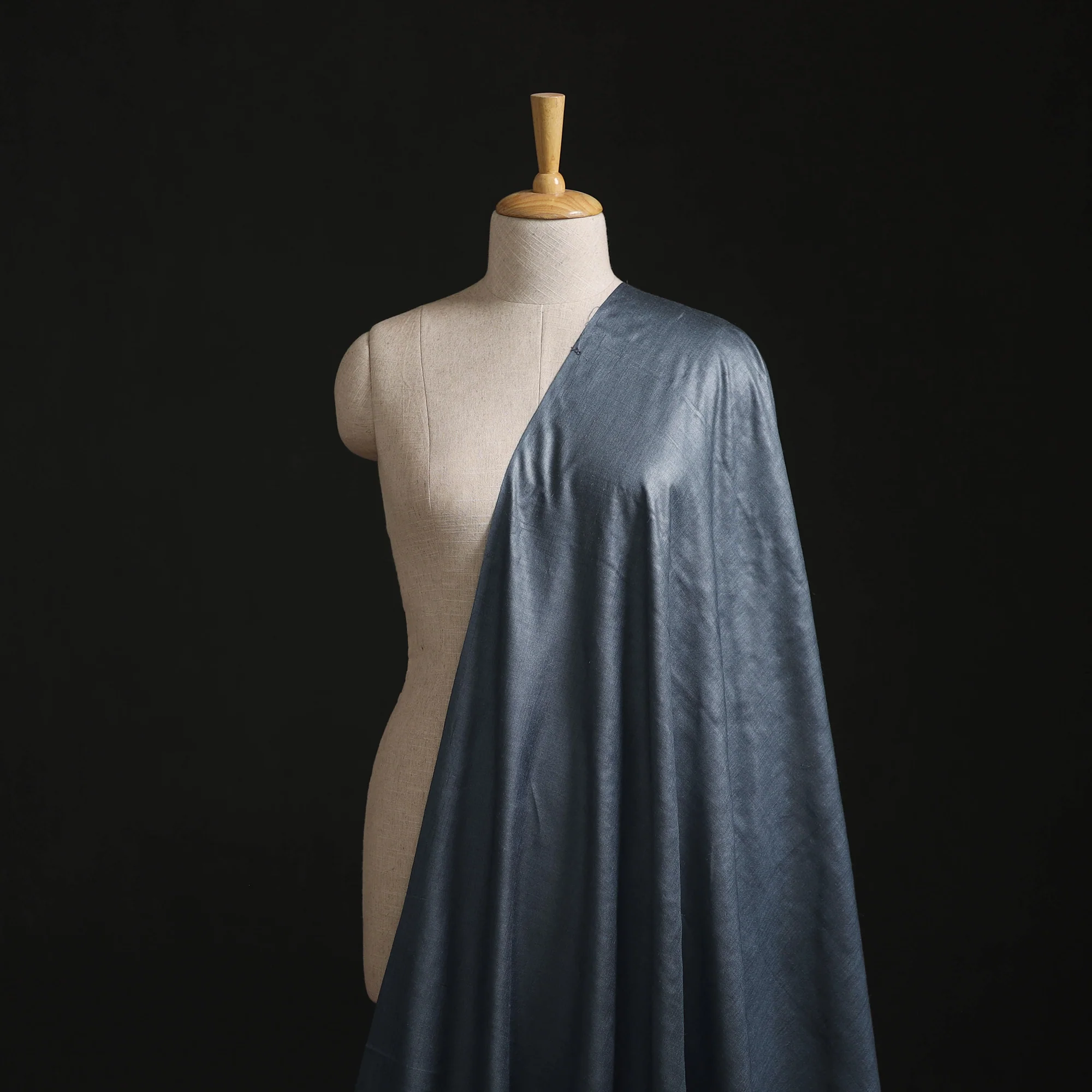 Vidarbha Tussar x Muga Silk Handwoven Plain Fabric 15 - Image 2