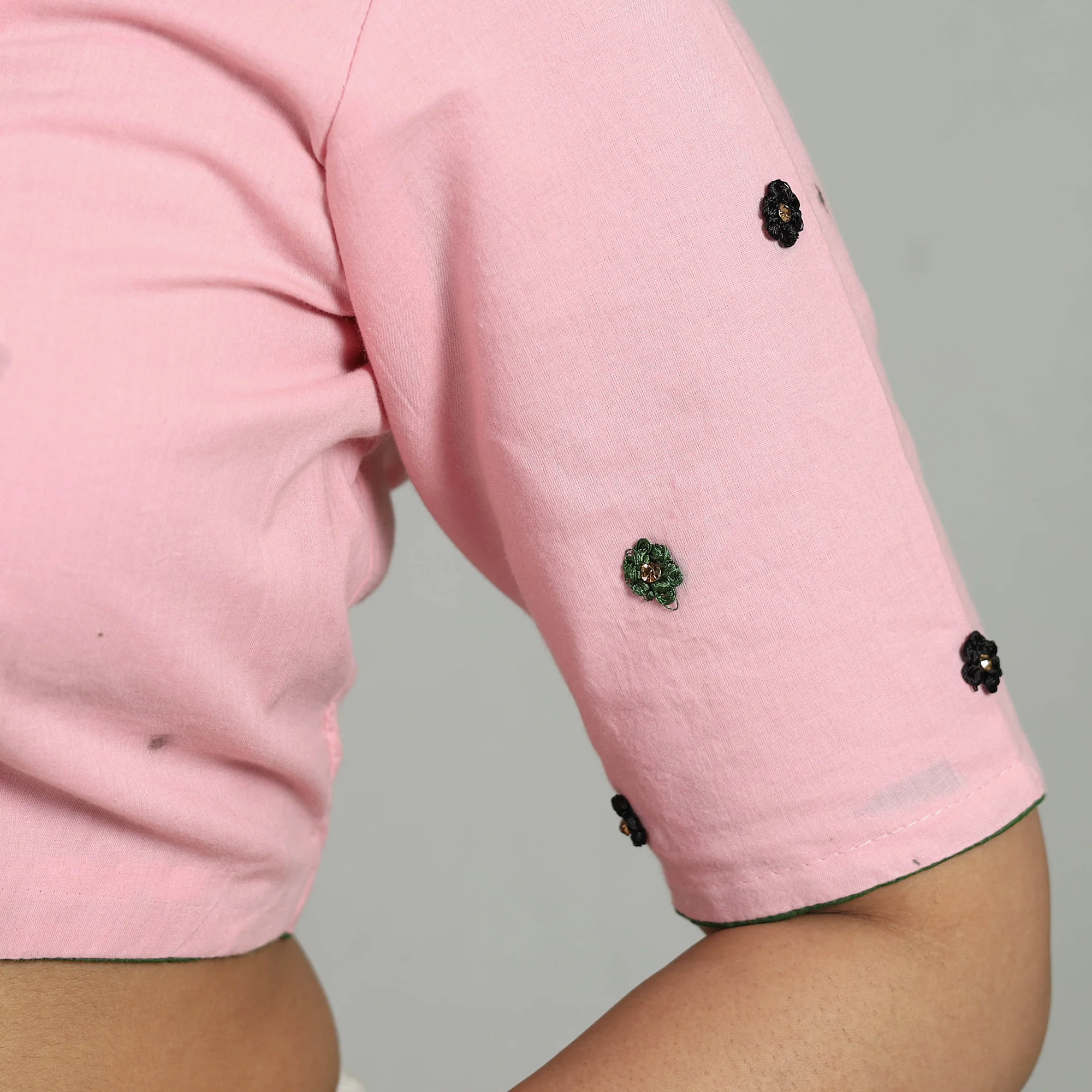 Pink - Hand Embroidery Cotton Blouse 04 - Image 6