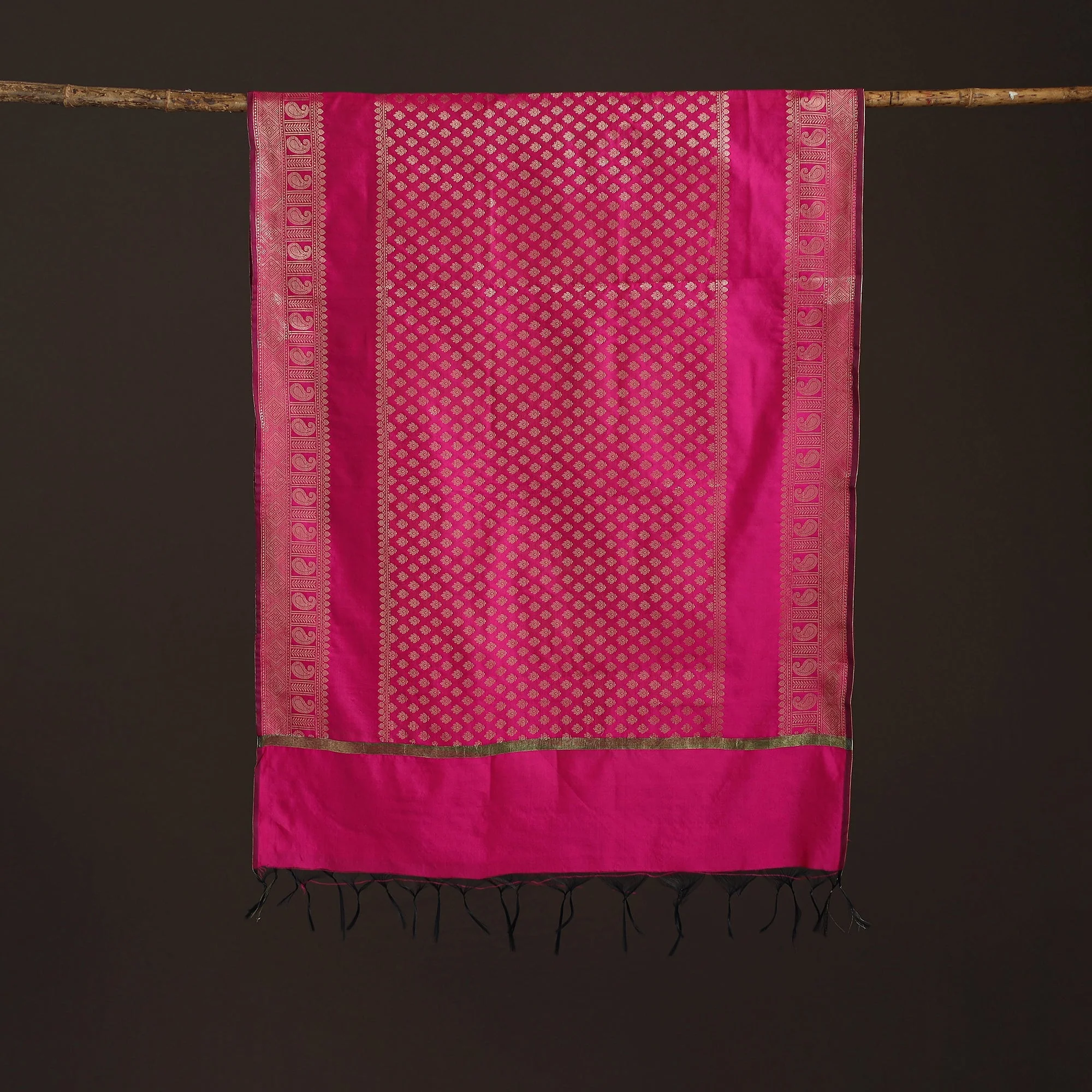 Pink - Zari Work Banarasi Silk Dupatta 22 - Image 5